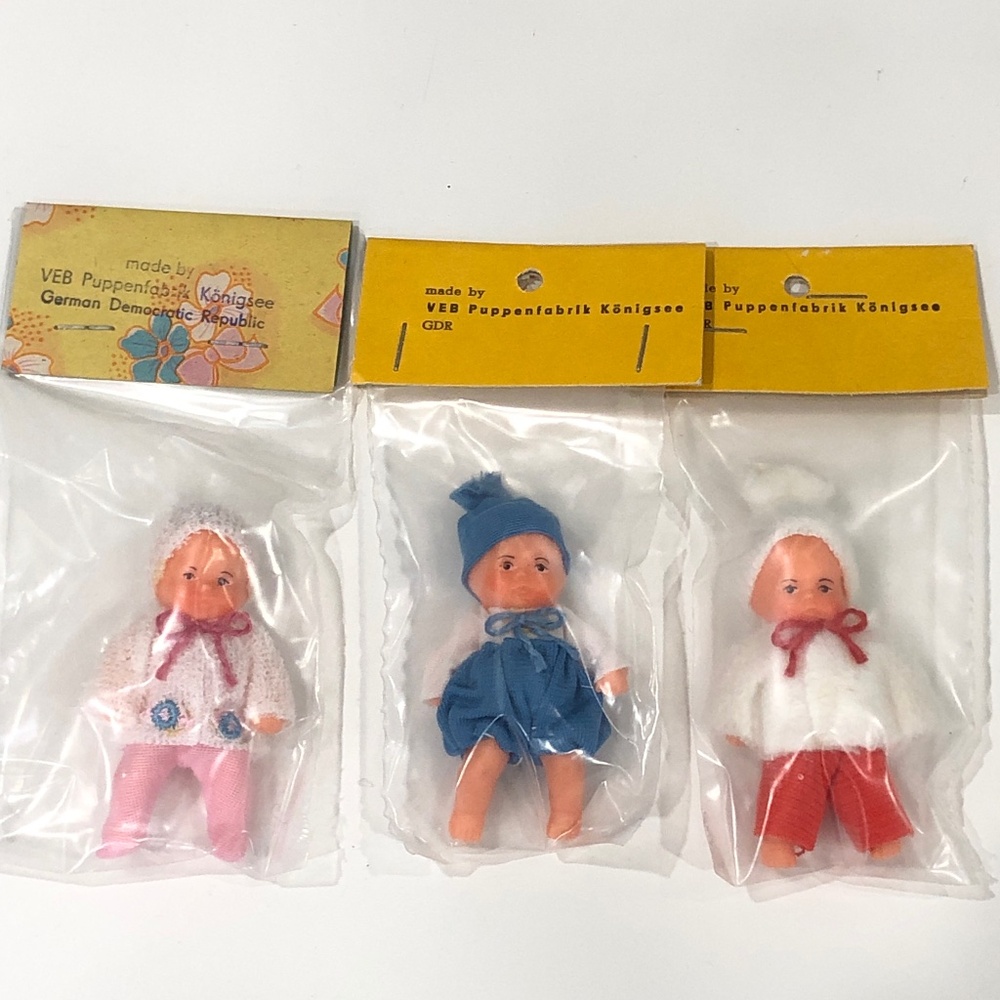 Set of 3 vintage German made rubber dolls